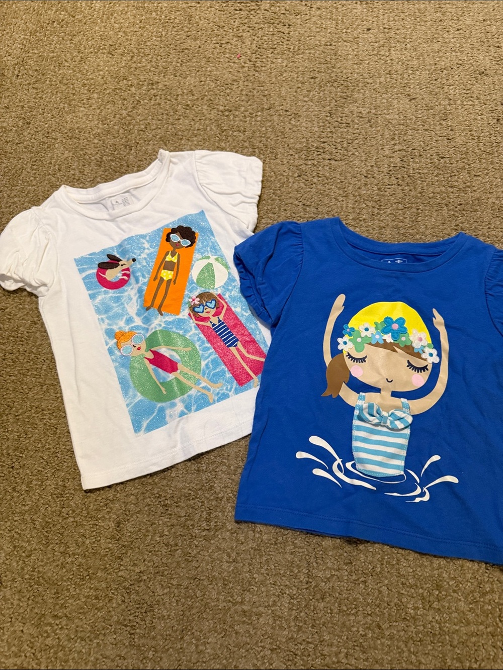 Pair of Baby Gap sweet shirts with sewn raised details sz 3/4